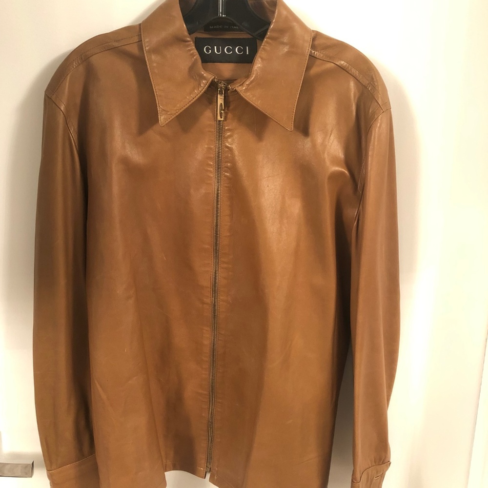 Gucci Vintage Mens Leather Jacket Size 50